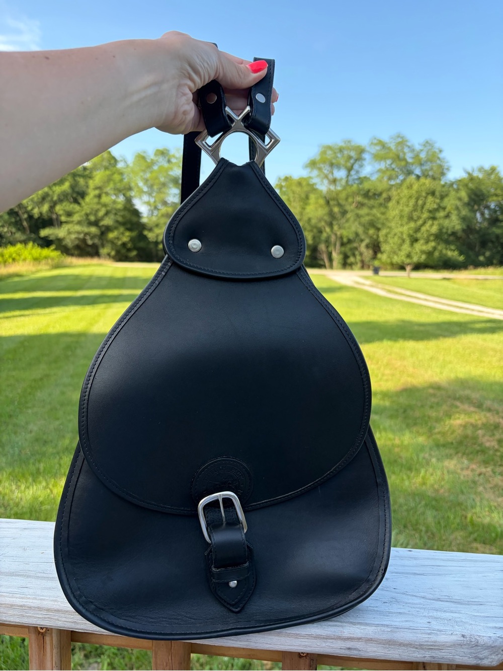 Duluth Pack Lady Slipper Black Leather Strap Bag Backpack Outdoor Classy